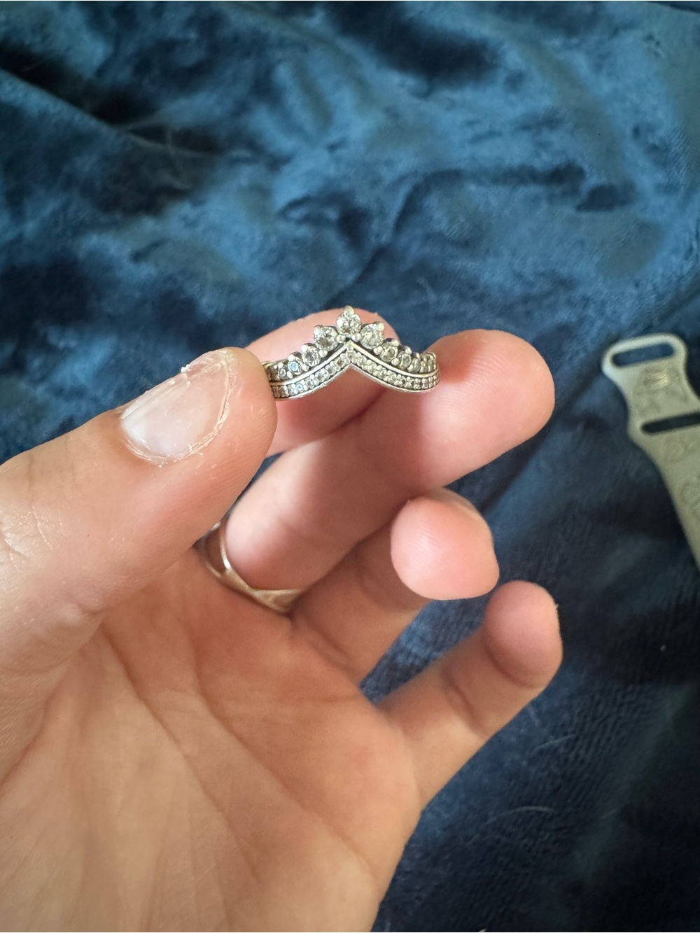 Pandora Silver Crown Ring with Clear Stones